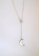 Star And Moon Lariat Necklace