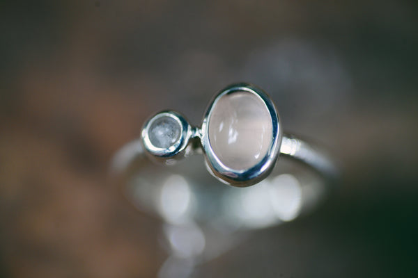 Rose Quartz with Moonstone Ring