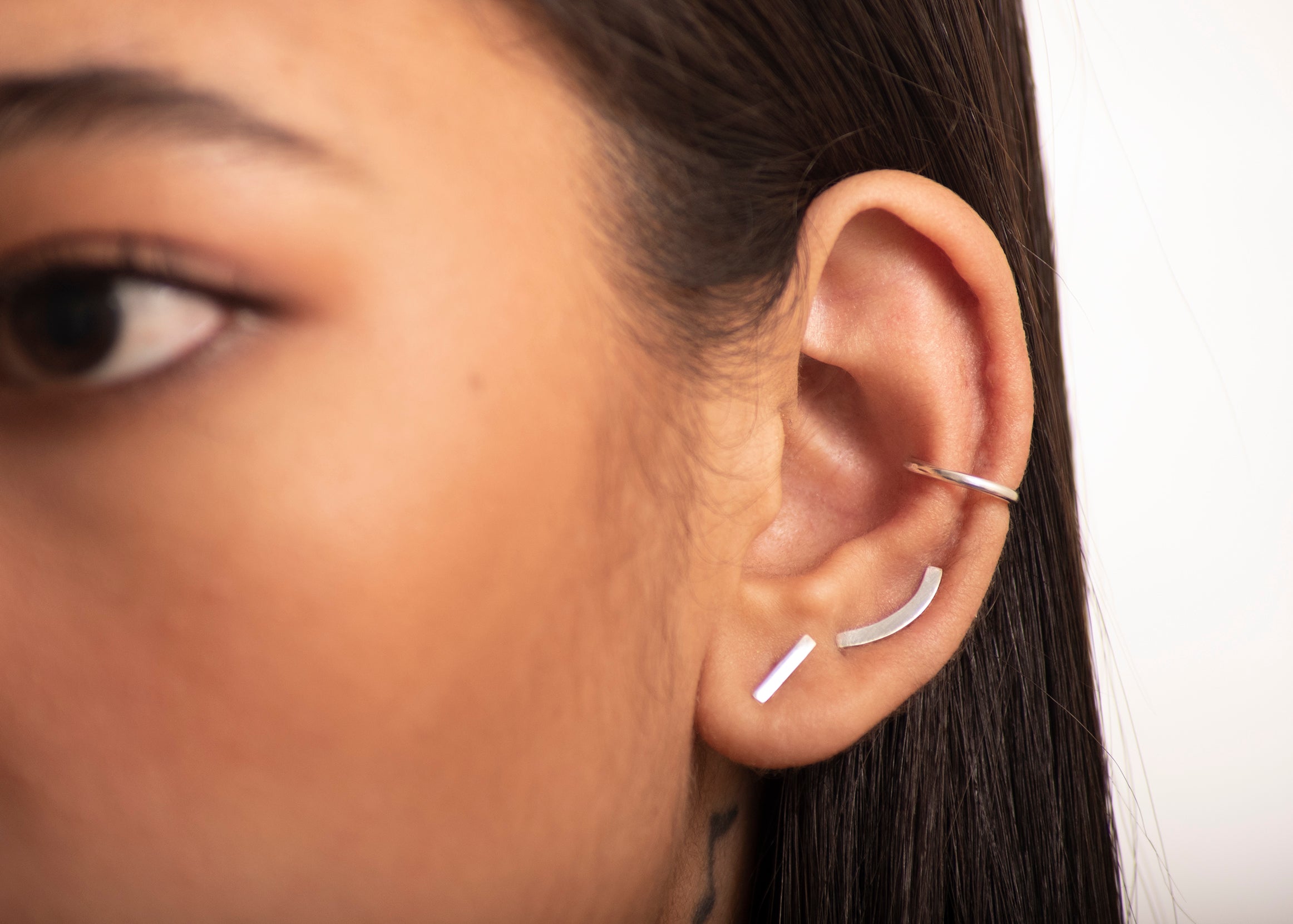 Curved Bar Earring Studs - Main Image