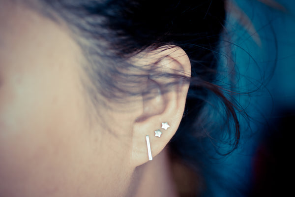 Long Thin Bar Earring Studs