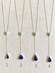 Turquoise and Lapis Lazuli Y Necklace