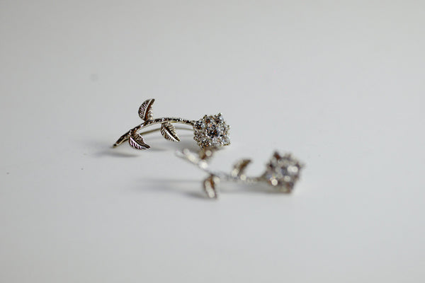 Crystal Flower Ear Climbers
