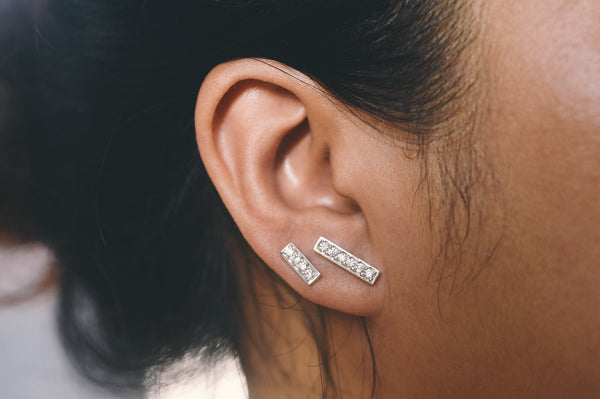 Pavé Diamond Bar Earring Studs