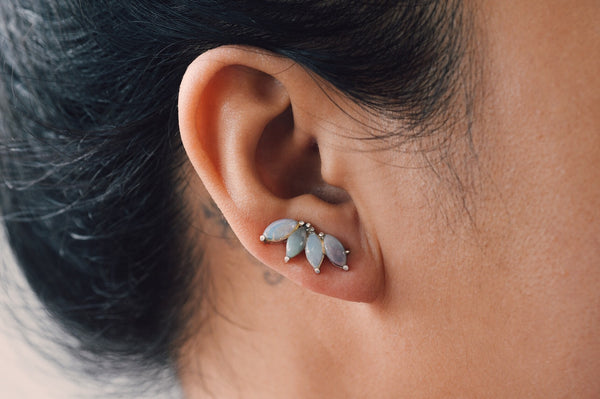 Opal Marquise Ear Climber and Stud Set