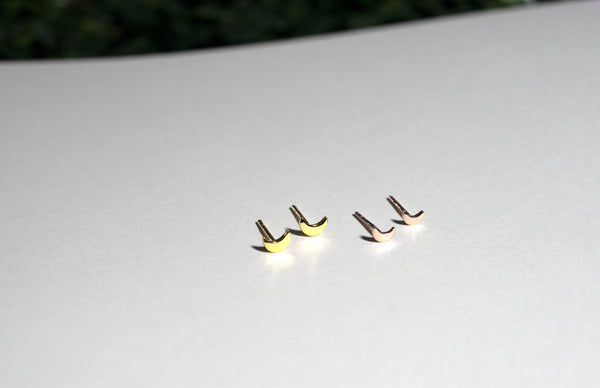 Solid Gold Moon Earring Studs