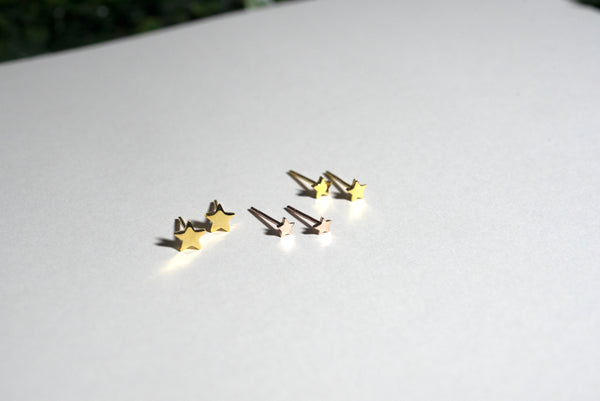 Solid Gold Star Earring Studs