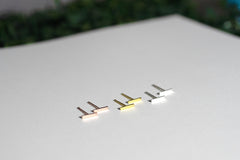 Solid Gold Thin Bar Earring Studs